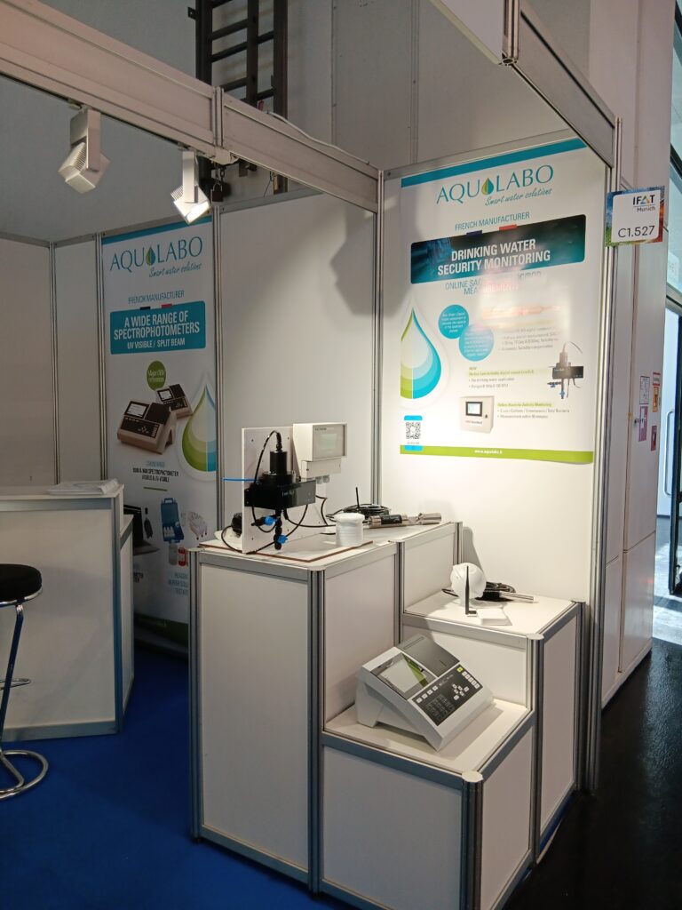 Stand Aqualabo à l’IFAT Munich dédié aux technologies environnementales.