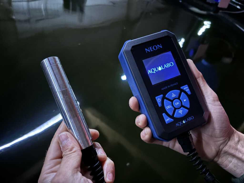 Portable meter used for aquaculture Norway water quality monitoring.
